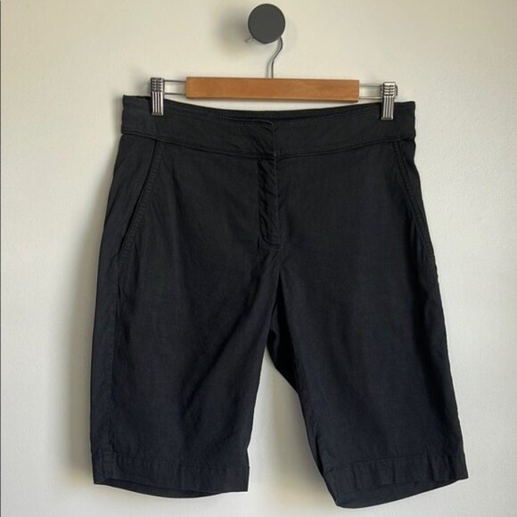 Eileen Fisher Linen Viscose Stretch Walking Bermuda Shorts - 8 - Picture 2 of 7